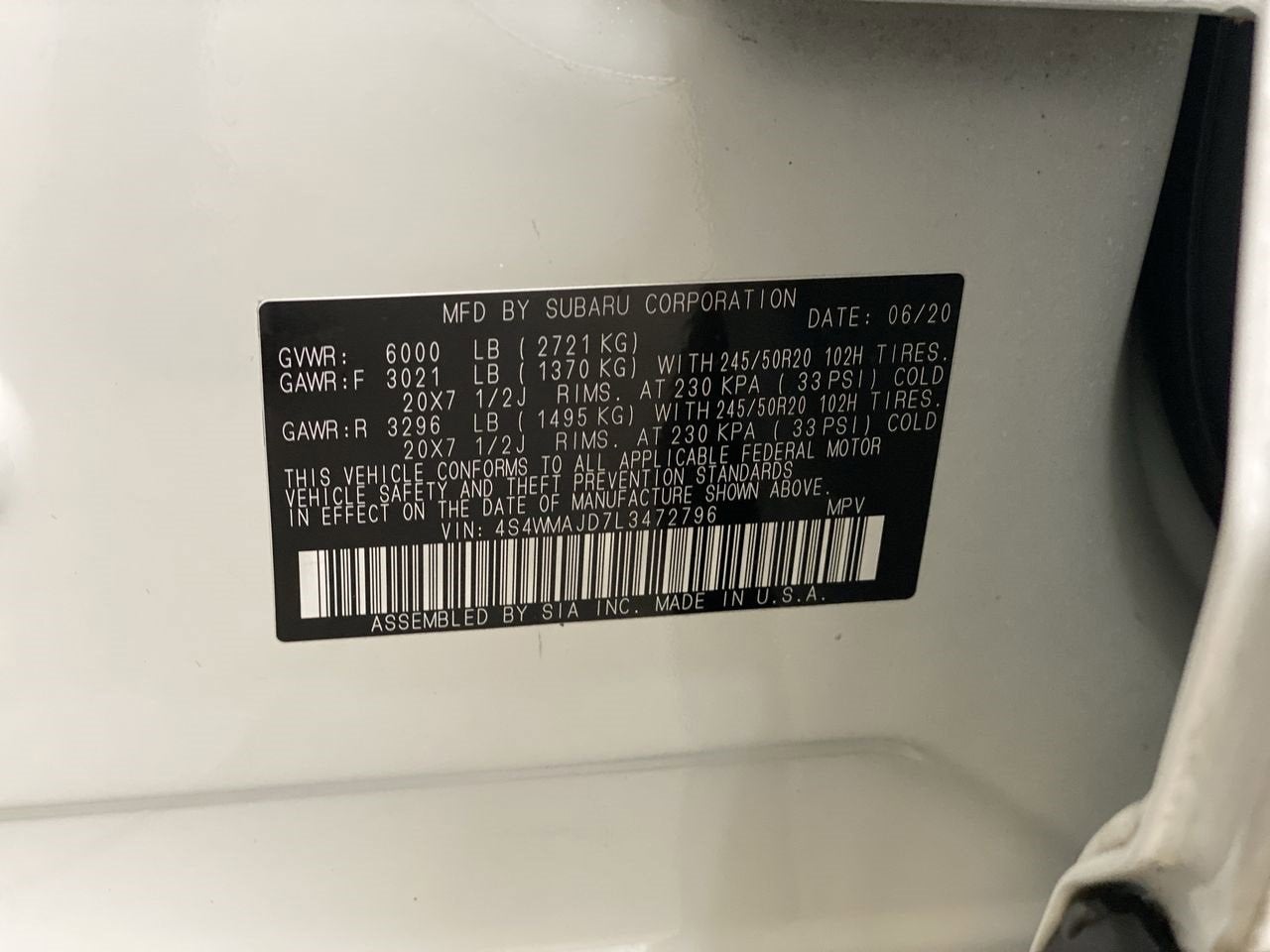 2020 Subaru Ascent Limited