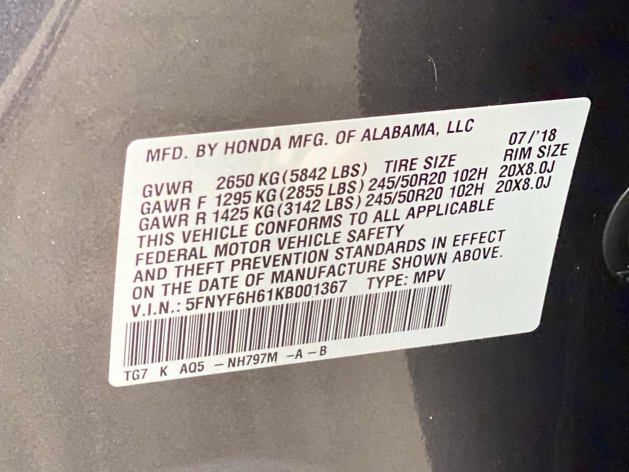 2019 Honda Pilot Touring 7-Passenger