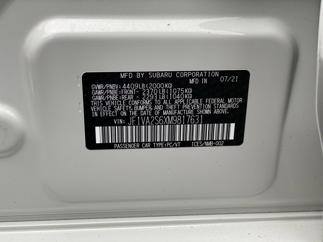 2021 Subaru WRX STI