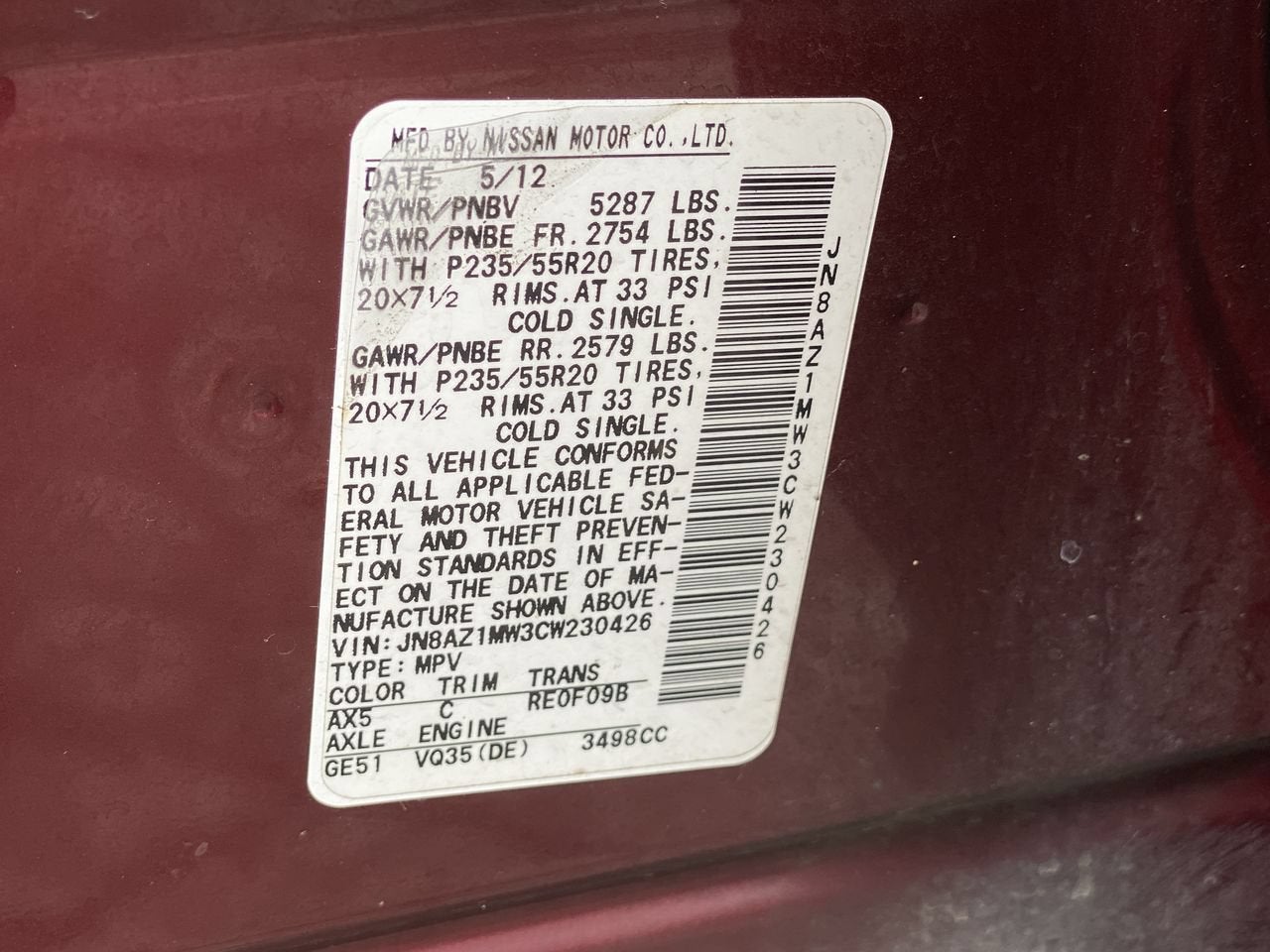 2012 Nissan Murano LE